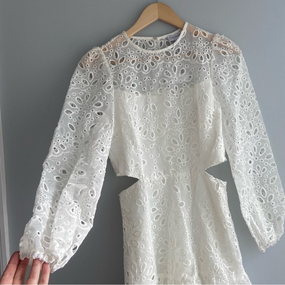 Lucy Paris Faith Cut Out White Eyelet Lace Mini Dress - Picture 7 of 12